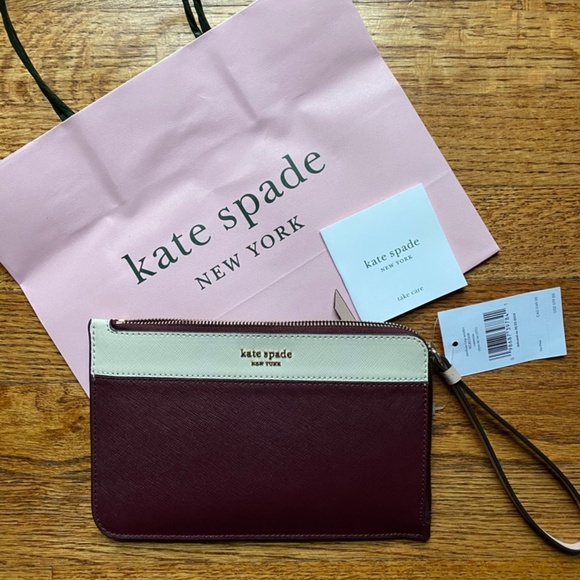 KATE SPADE Cameron Medium L-Zip Maroon Wallet - Picture 7 of 7